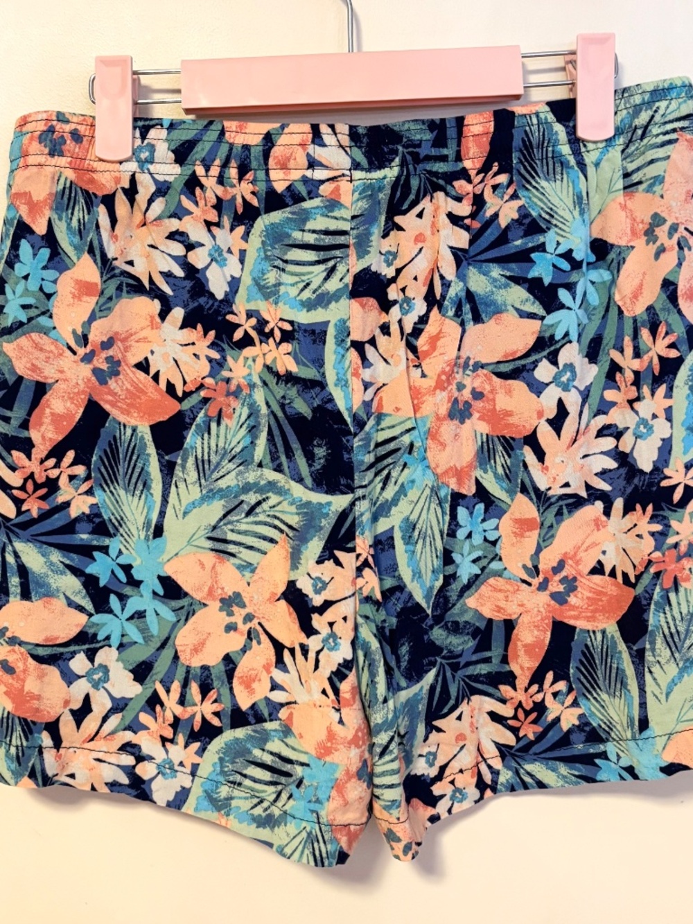 Jessica Simpson High Waist Beach Board Shorts Blue Orange Tropical Womens M - Picture 2 of 3